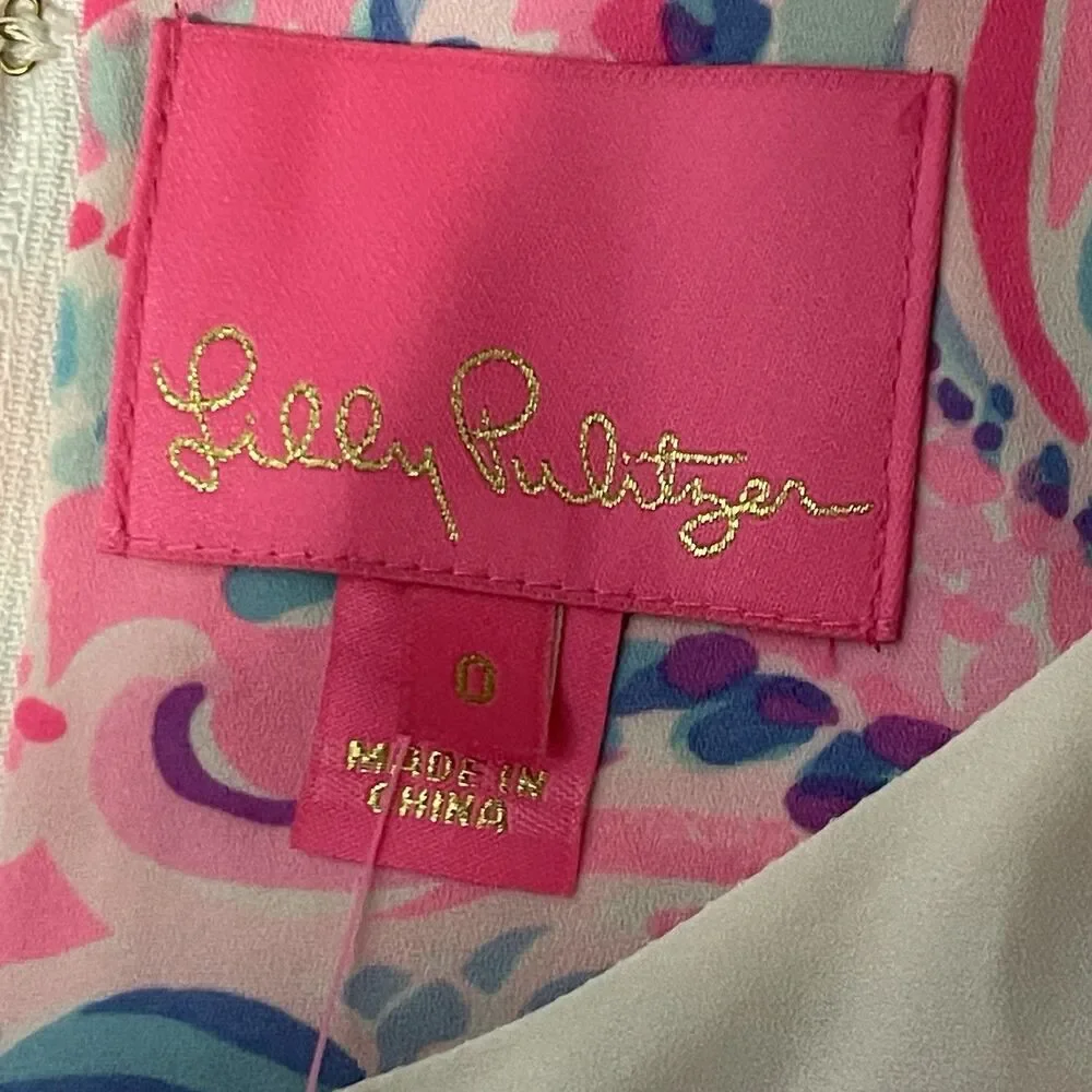 LILLY PULITZER Joselyn Stretch Wrap Dress Size 0 Pink NEW Spring Ruffle Colorful